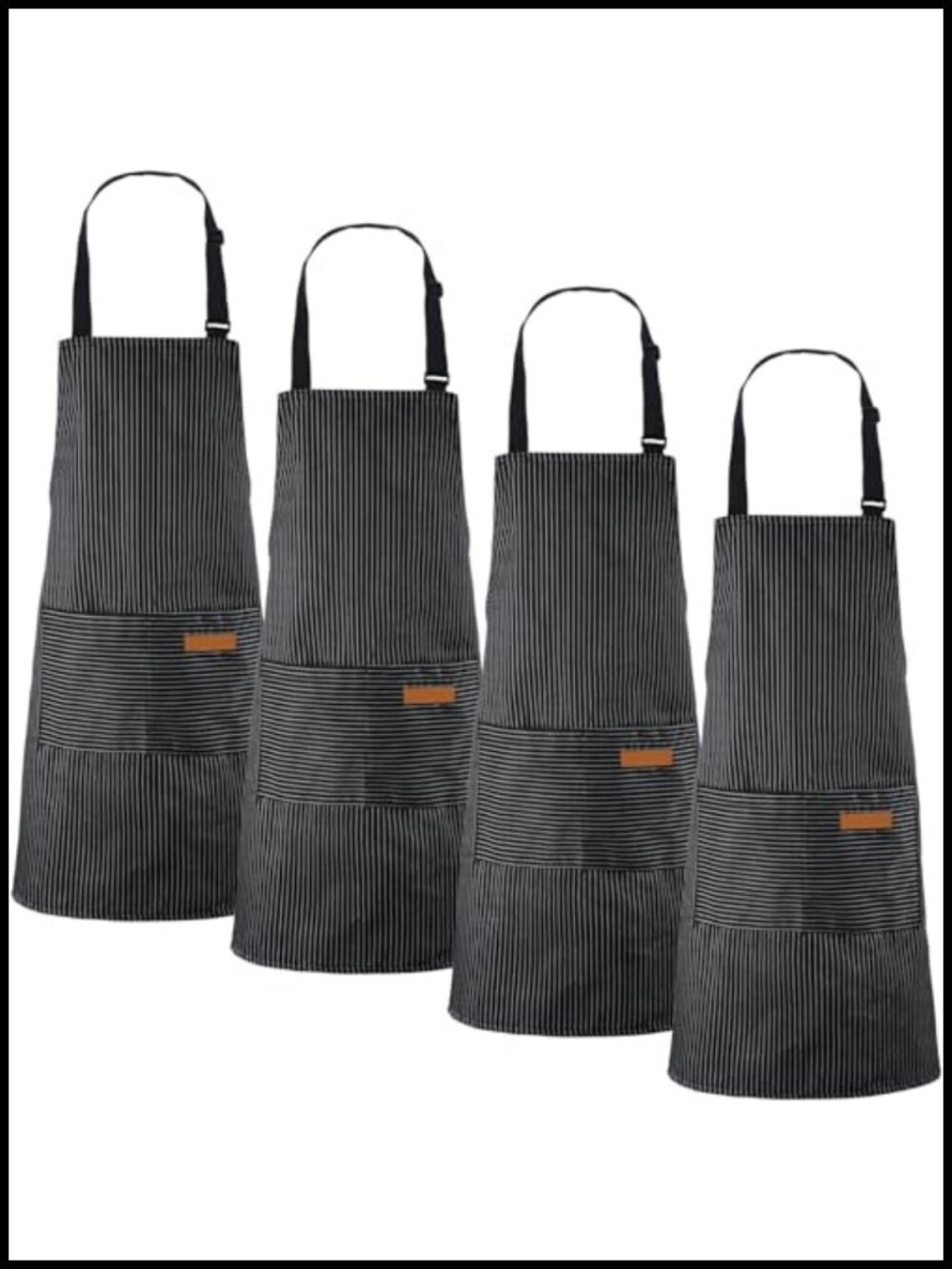 4 Pack Cotton Polyester Kitchen Aprons with Pockets Adjustable Bib